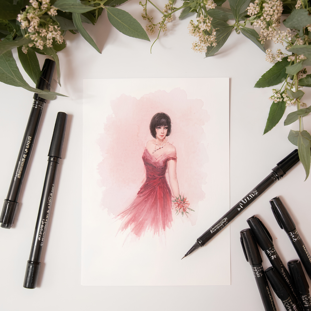 Marker beim Kolorieren einer Illustration